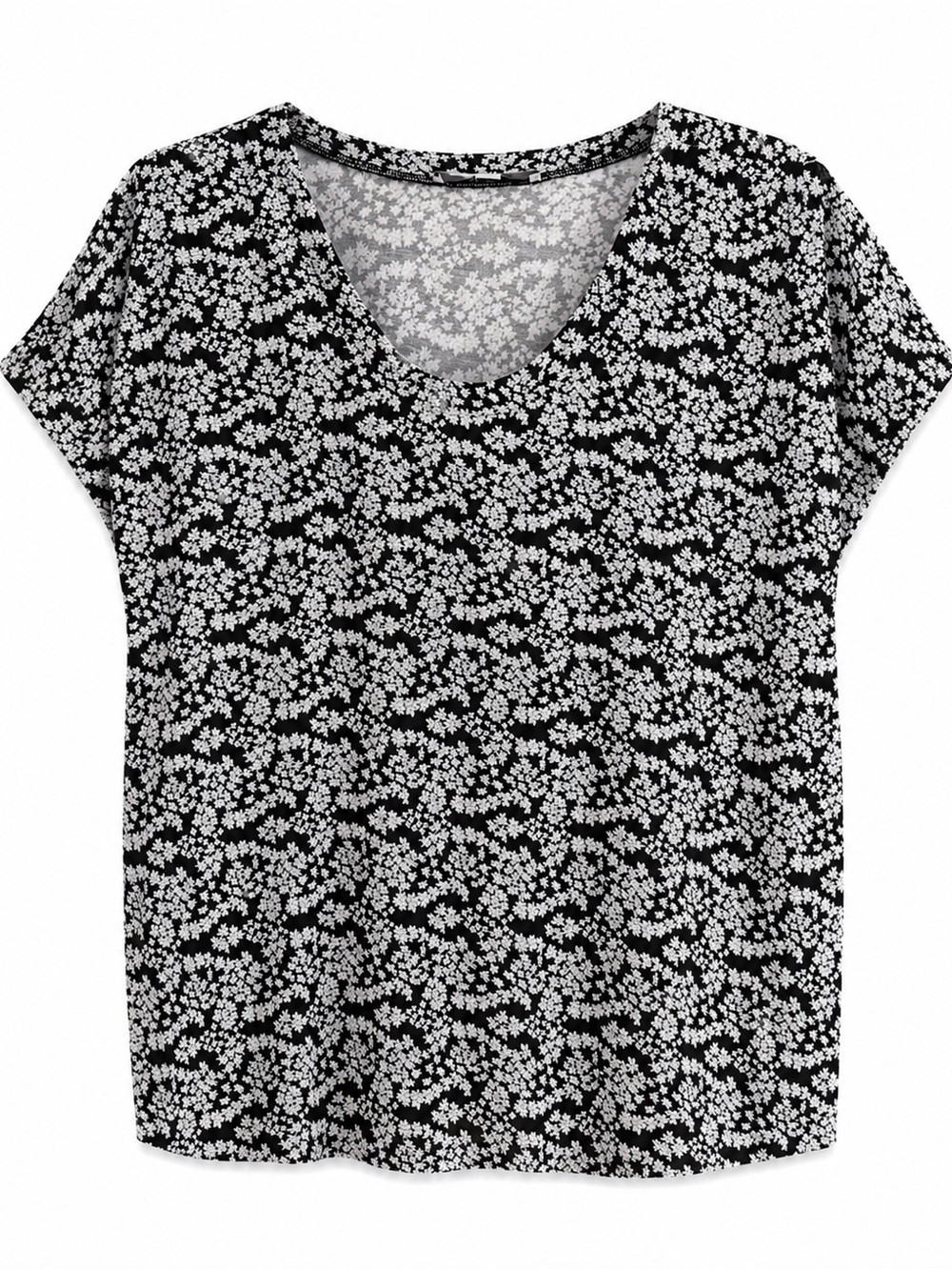 LOFT Black and White Floral Short-Sleeve Tee